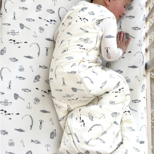 Fishing Off-White Bamboo Viscose Sleep Sack 3-9 Months | günamüna