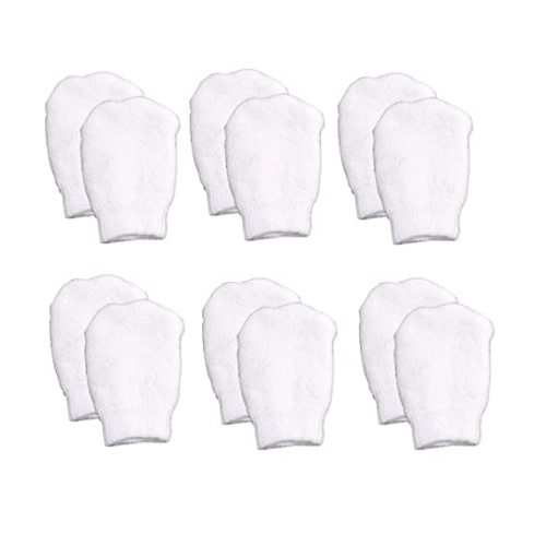 White Newborn Baby Mittens by Nurses Choice (Includes 6 Pairs of No Scratch Cotton Mittens)