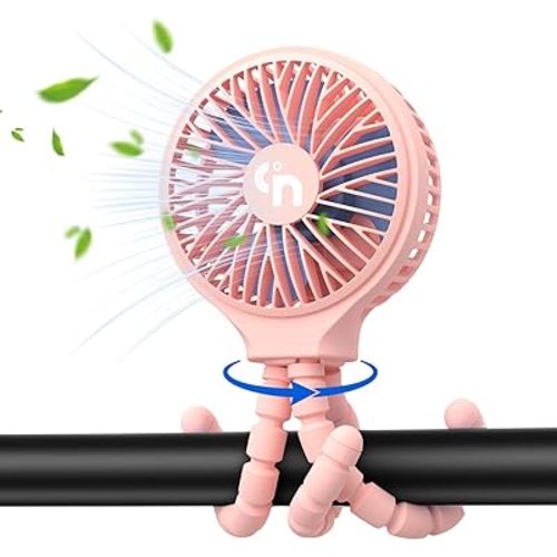 Baby Stroller Fan, Battery Operated Clip on Portable Fan, 3 Speed 360°Rotate Car Seat Fan, USB Rechargeable Handheld Cooling Fan for Crib Treadmill Travel