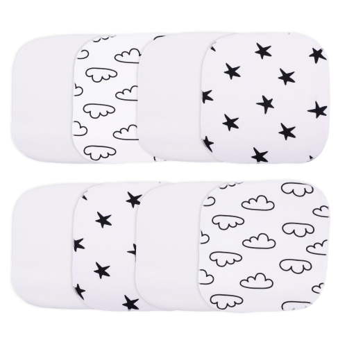 Little Star Organic Terry Cloth Wash Cloth, 8 Pack, White/Black