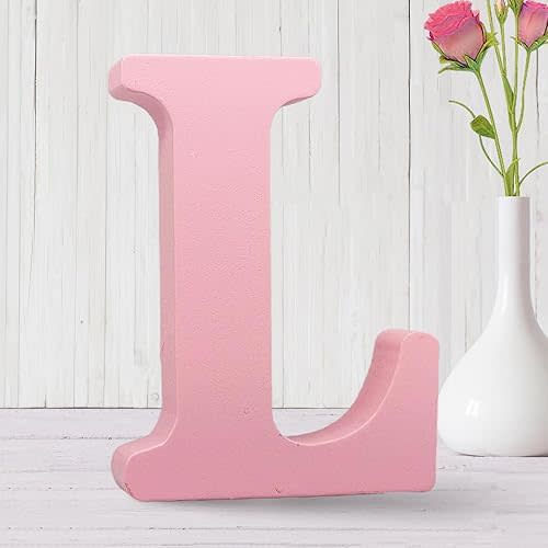 AOCEAN 6 Inch Pink Wood Letters Unfinished Wooden Letters for Wall MAGA Decorative Standing Letters Slices Sign Board for Crafts Christmas Decoration Home Party Projects (L)