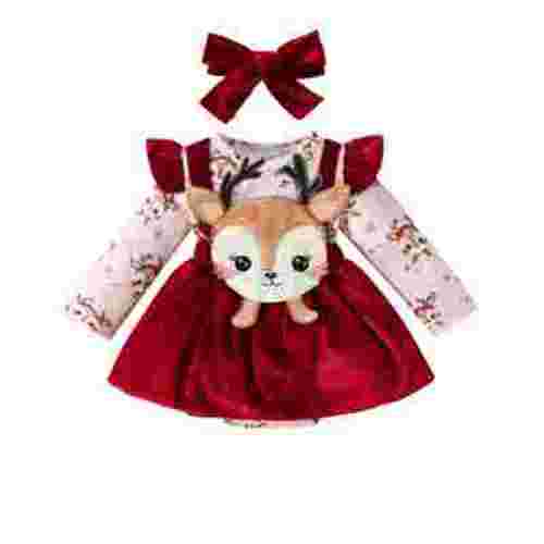 Holiday Savings Clearance 2025! Itsun Baby Girl Christmas Outfit,My First Christmas Baby Girl Outfit Newborn Romper Skirts Set Fall Winter Infant Christmas Dress Overall Clothes Wine 0-3 Months