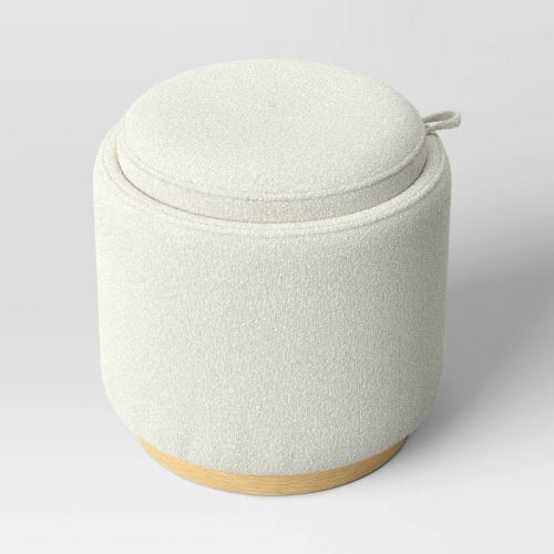 Round Upholstered Storage Ottoman Beige - Room Essentials™