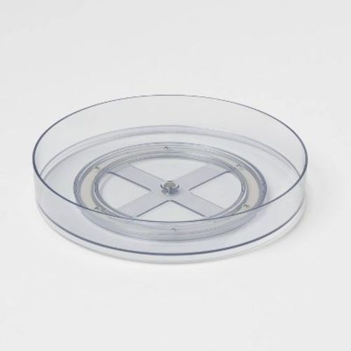 11" Low Plastic Lazy Susan Turn Table Clear - Brightroom™: Kitchen Cabinet Organizer, Polyethylene, Stainless Steel