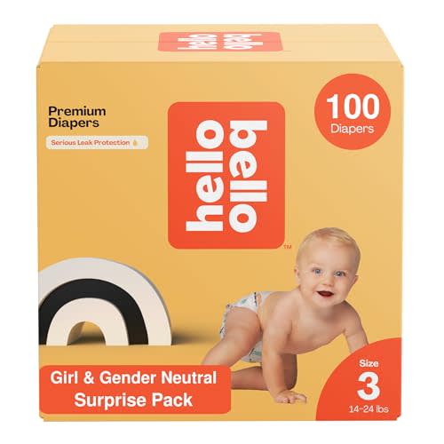 Hello Bello Premium Diapers, Size 3 (14-24 lbs) Surprise Pack for Girls - 100 Count, Hypoallergenic with Soft, Cloth-Like Feel - Assorted Girl & Gender Neutral Patterns