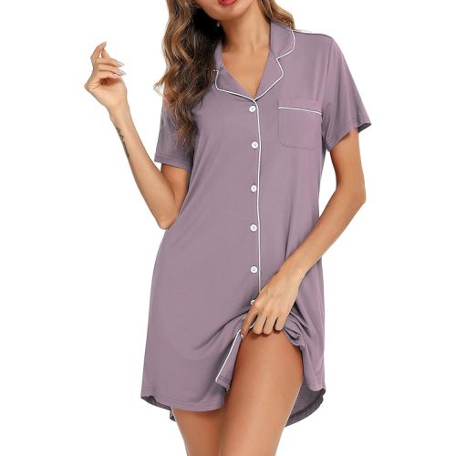 Leikar Maternity Nightgown For Women Nursing Pajamas Long Sleeve Sleepshirt