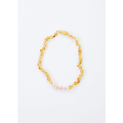 Polished Honey Amber and Rose Quartz Amber Necklace