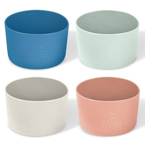 Mason Bottle 4oz Silicone Sleeves for Mason Jars (4-Pack) – Regular-Mouth Jar Covers for Grip and Protection (Bottle Not Included) – Non-Toxic, Dishwasher Safe, Made in USA