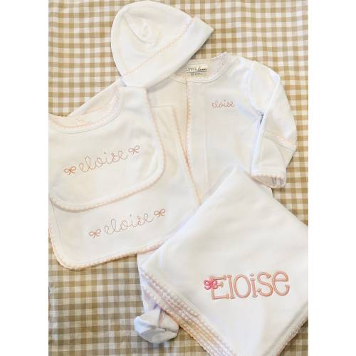 Monogrammed Newborn Picot Girl Boy Neutral Footie, Embroidered Baby Footie, Baby Gift, Newborn Gift, Custom Baby Shower, Going Home Outfit
