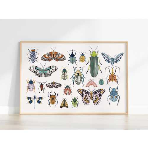 Bug Wall Art Whimsical Nursery Decor, Boho Home Decor, Bug Lover Gift, Insect Wall Decor Printable Wall Art, Bug Print