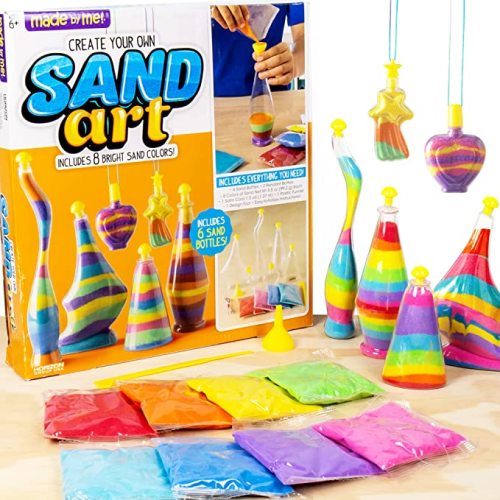 Made By Me Create Your Own Sand Art by Horizon Group Usa, DIY Kit Includes 4 Sand Bottles & 2 Pendent Bottles with 8 Bright Sand Colors, Designing Tool & More. Multicolored