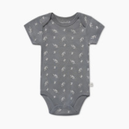 Tiny Kind Printed Short Sleeve Organic Cotton Bodysuit - Grey Leaf, 3-6 M