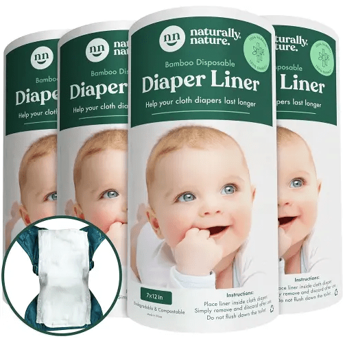 Naturally Nature Disposable Cloth Diaper Liners, Unscented, Fragrance-Free, Chlorine Free Diaper Inserts - 400 Count - (4 Rolls, 100 Sheets per Roll)