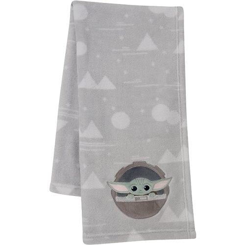 Lambs & Ivy Star Wars Mandalorian The Child/Baby Yoda Gray Fleece Baby Blanket