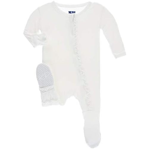KicKee Pants Ruffle Zipper Footie (natural, 6-9 months)