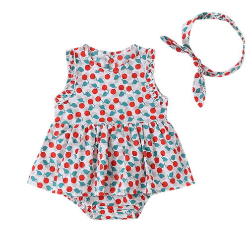 Baby Girls Ruffles Romper Dress Bodysuit Hairband Clothes Casual Outfits For 3-6 Months