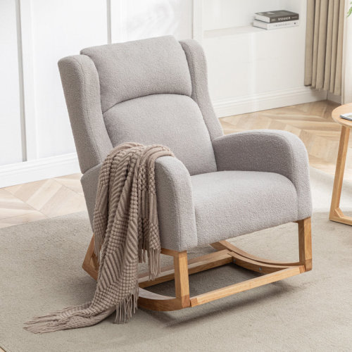 Harriet Bee 27.3" Wide Rocking Chwith Solid Wood Leg and Footrest & Reviews | Wayfair