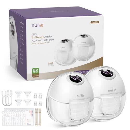 Nuliie Hands-Free Breast Pump, Wearable Breastfeeding Pump 4 Modes 9 Levels with 18/21/24MM Flange, Electric Breast Pump Portable, Replaced Pumping Accessories Included (Ghostwhite, 2 Packs)