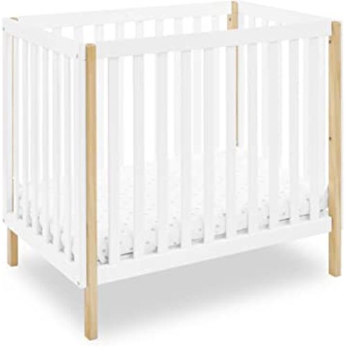 Delta Children Gio Mini Crib with 2.75" Mattress Included, Bianca White/Natural