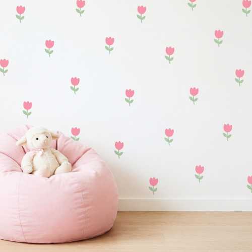 Flower Wall Decals - Removable, Reusable Tulip Stickers for Baby Nursery