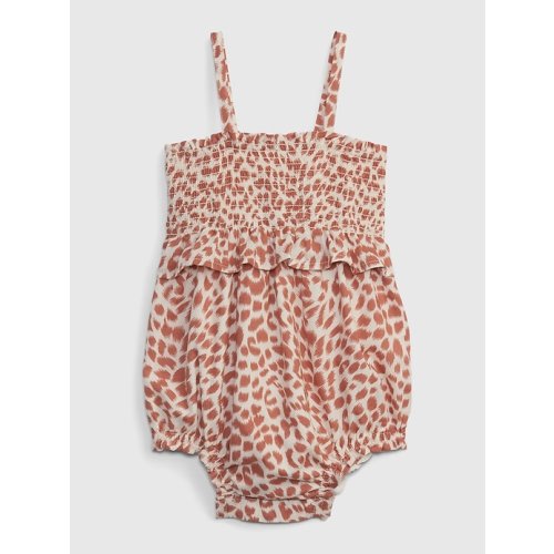 Baby Smocked Shorty One-Piece in birch beige