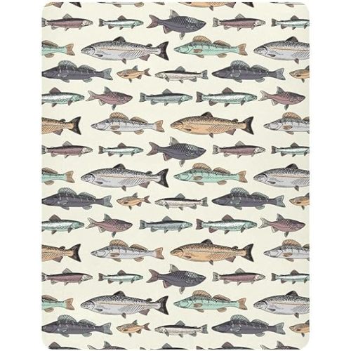Vintage Fishes Fitted Crib Sheet for Boys Girls Baby Crib Sheet Crib Mattress Sheet Soft Baby Sheets for Standard Crib Mattress,39 x 27 in