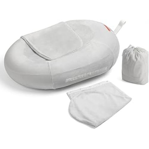 Inflatable Baby Bather, NICEMER Infant Bathtub Includes Microfleece Cover 2-in-1 Detachable Swaddle Wings and Storage Bag, Present for 0-6 Months Newborns, Portable and Suitable for Home Travel