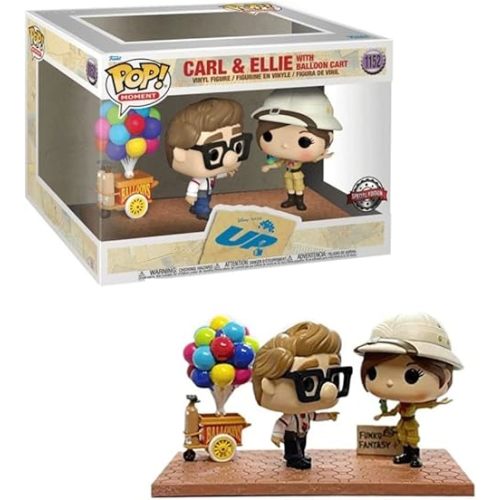 Funko Pop! Moment Disney Pixar Up Carl & Ellie with Balloon Cart Vinyl Figures - Special Edition Exclusive