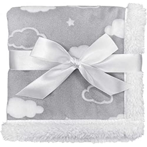 American Baby Company Heavenly Soft Chenille Sherpa Security Blanket, Gray, 14" X 14", Warm and Cozy for Boys and Girls