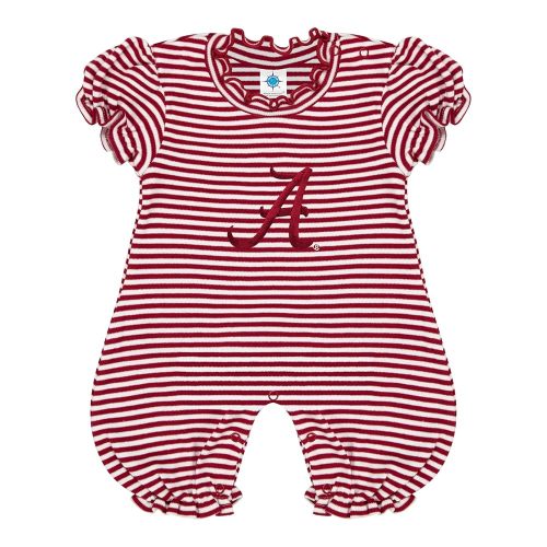 Creative Knitwear College Baby Striped Puff Sleeve Romper - Team Logo, Many Colors, for Girls (Newborn-12 Months)