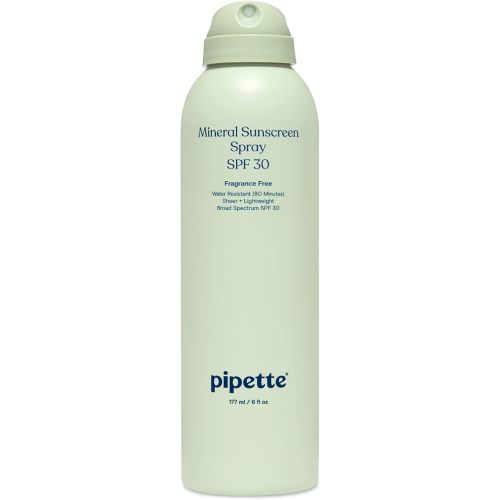 Pipette Baby Mineral Sunscreen Spray SPF 30, Broad Spectrum with Non-Nano Zinc Oxide, Water Resistant UVB/UVA Non-Toxic Sun Protection for Kids & Sensitive Skin, 6 oz
