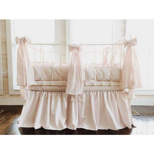 Baby Pink Crib Bedding Set with Sheets & Bows | High Cotton Textile
