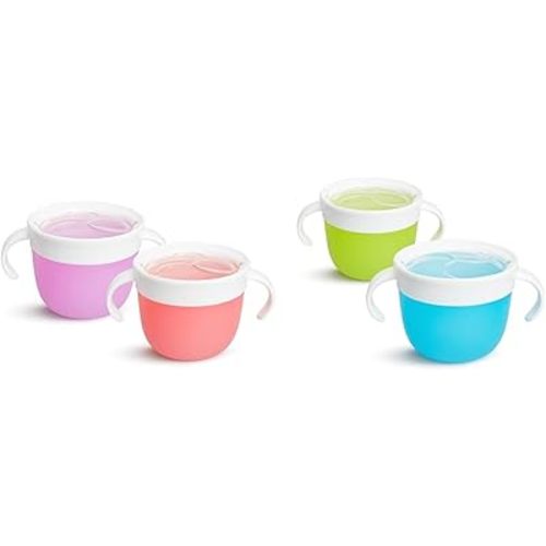 Munchkin® SnackTM Catcher Toddler Snack Cups, 2 Pack, Pink/Purple and Munchkin® SnackTM Catcher Toddler Snack Cups, (Pack of 2) ,Blue/Green