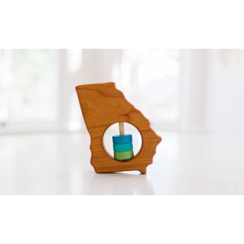 GEORGIA State Baby Rattle™ - Modern Wooden Baby Toy - Organic Custom and Unique Baby Shower Gift
