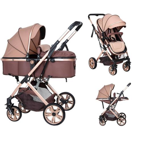 Baby Stroller Newborn Foldable Pushchair with Adjustable Canopy Folding High Landscape Infant Carriage, Anti-Shock Toddler Pushchair