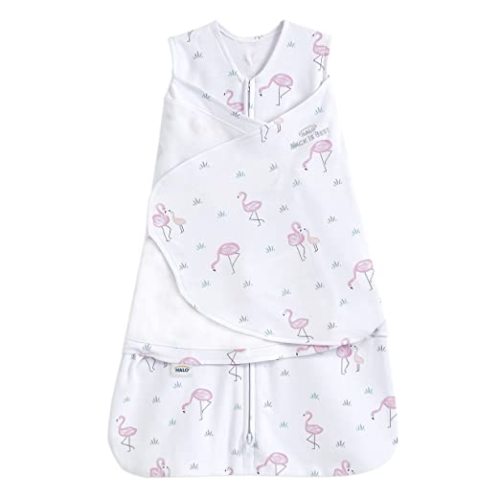 HALO 100% Cotton Sleepsack Swaddle, 3-Way Adjustable Wearable Blanket, TOG 1.5, Flamingos, Newborn, 0-3 Months