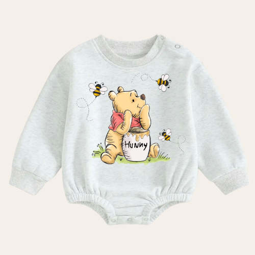 Soft warm fleece Baby pooh Oversized Sweatshirt Romper