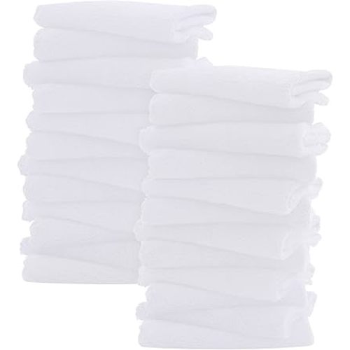 Sunny zzzZZ Ultra Soft 24 Pack Baby Washcloths - 10x10 Inches - Coral Fleece Extra Absorbent Wash Clothes for Babies, Infants and Toddlers - Sensitive Skin and Newborn - Ideal Baby - White