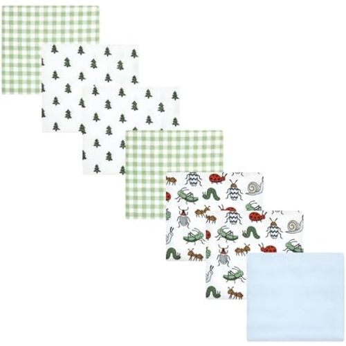 Luvable Friends Hudson Baby Flannel Receiving Blankets 7pk, Garden Bugs