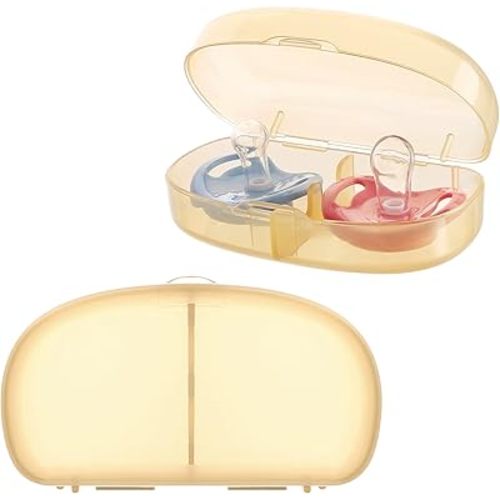 Accmor Pacifier Case, Pacifier Holder Can Storage 2 Pacifiers, Baby Pacifier Holder Case Container for Travel, BPA Free, Brown, 2 Pack