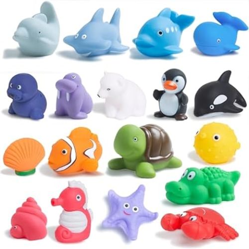 18Pcs No Hole Baby Bath Toys for Toddlers 1-3, Bath Toys for Infants 6-12 Months, Pool Toys for Toddlers Age 2-4, Ocean Animals Infant Bathtub Toys 0-6 3-6 Months Kids Newborn Gifts