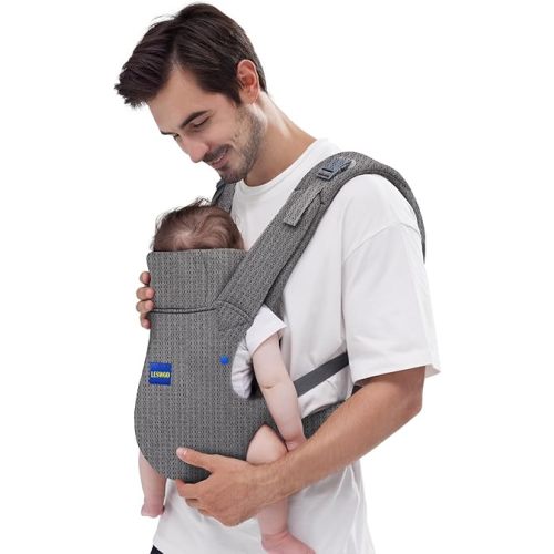 Baby Carrier Newborn to Toddle,Baby Wrap Carrier(7-44lbs), Baby Carrier, with Hook&Loop for Easily Adjustable, Soft Fabric,Gray-Available in All Seasons
