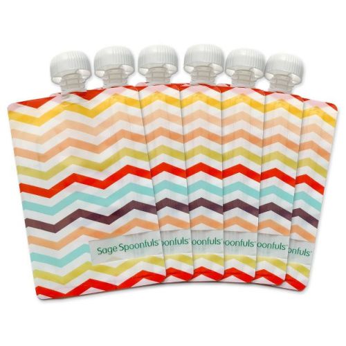 Sage Spoonfuls Reusable Baby Food Pouches - Chevron - 6pk