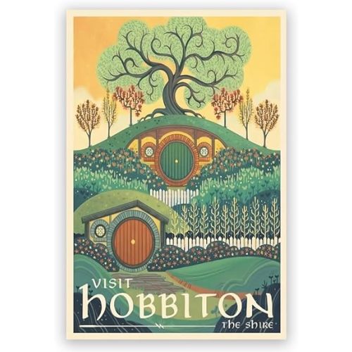 WLCXDZVR Vintage Travel Posters Hobbiton The Lord of The Ring Poster Canvas Wall Art Print Modern Artwork for Home Room Living Room Bedroom 8x12in Unframed, style-4