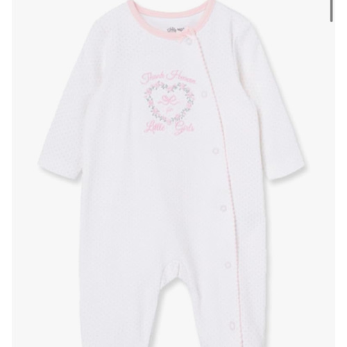 Little Me Clothes for Baby Girls' 100% Cotton Scratch-Free Tag Footie Sleeper, Preemie to 9 Months