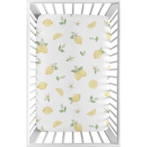 Sweet Jojo Designs Girl Baby Fitted Mini Crib Sheet Lemon Yellow Green and Beige