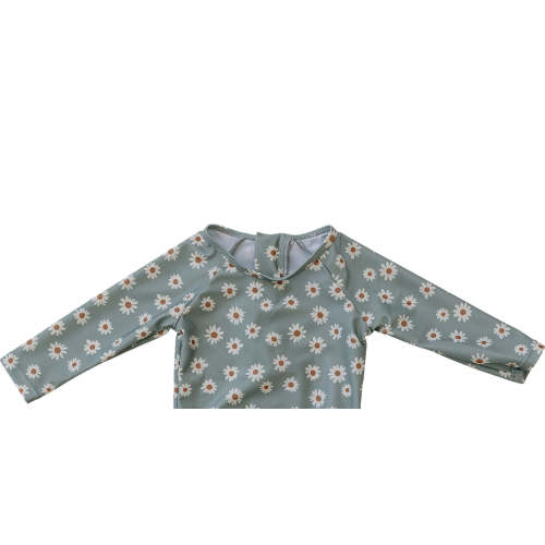 Light Green Daisy Long Sleeve One Piece