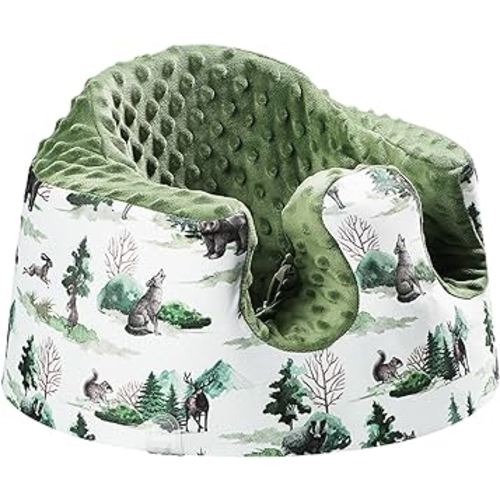 Seat Cover Compatible with Bumbo Seat and Nuby Seat, Baby Floor Seat Cover for Boys and Girls, Removable Breathable Seat Cover, New Designed, Anti-Slip, Cover Only, Green Forest