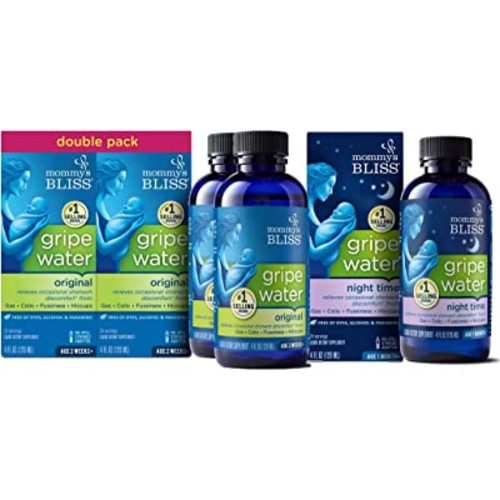 Mommy's Bliss Gripe Water Original 4 Fl Oz (Pack of 2) with Gripe Water Night Time 4 Fl Oz (Pack of 3)