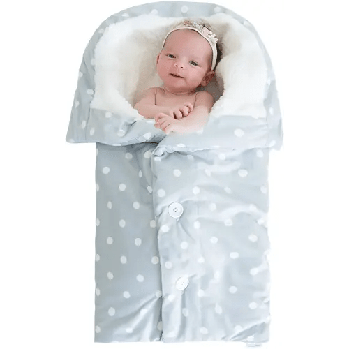 Baby Swaddle Newborn Blanket for Baby Boy or Girl 0-9 Months - Multi Use Baby Swaddle Wrap Soft, Plush Exterior and Warm Fleece Interior Lining Keep Newborn Swaddle Snug and Cozy - White Dots